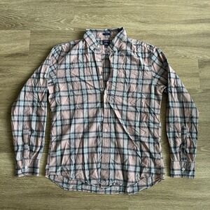 J Crew Slim Fit Plaid Button Shirt Men's Large Pink Long Sleeve